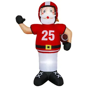 180厘米发光二极管装饰足球充气橄榄球运动员圣诞老人庭院户外派对圣诞装饰用品2023