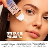 Huile de ricin biologique en roll-on avec quartz rose, huile de ricin biologique 100% pressée à froid en flacon en verre avec applicateur roll-on pour la peau, les sourcils et les cils