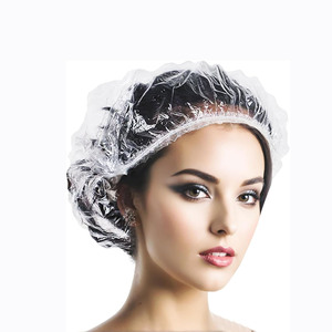 Gorro de Ducha Desechable de Plástico PE Transparente, Elástico y Grueso, Impermeable, para Hotel y Viajes, Unisex - Product Image 1