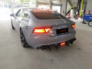 Labio de alerón de fibra de carbono con luz LED para <span class=keywords><strong>Audi</strong></span> <span class=keywords><strong>A7</strong></span> C7 S7 difusor de parachoques trasero Bodykit 2012-2015 - Product Image 4