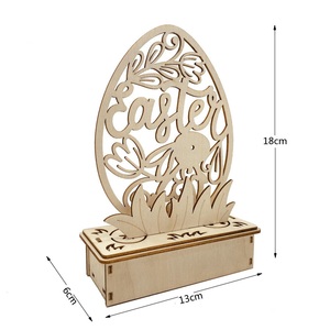 Cadeaux Lumineux Décoration de Pâques en Bois <span class=keywords><strong>Lapin</strong></span> Lapinette Poussin Fleur Ornement avec Lumières Décoration de Table de Pâques en Bois DIY - Product Image 5