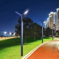 Lampadaire solaire en aluminium AC/DC IP65 à LED pour jardin, 0,6-6 m, éclairage extérieur paysager avec capteur de lumière