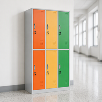 Casiers de rangement modernes en acier à 6 portes colorés, armoires verrouillables autoportantes pour hôpitaux, gymnases et vestiaires