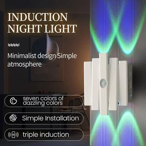 4 Heads <b>LED</b> Night <b>Light</b> <b>with</b> Motion <b>Sensor</b> RGB Gradient Wall Lamp Rechargeable Ambient <b>Light</b> Dimmable Magnetic Indoor <b>Lights</b> - Product Image 6