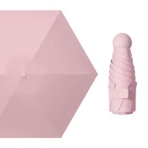 Parapluie de luxe moderne pliable en cinq sections, léger, en nylon 190T, anti-UV, couleur macaron, pour femme, idéal pour les voyages et une utilisation portable. - Product Image 1