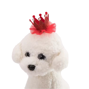 Hstyle New Knitted Lace Tierhaar Tiara Clip Haarnadeln Spitze Prinzessin Krone Kätzchen Welpe Katze Party Dekor Tüll Blume Stirnbänder - Product Image 1