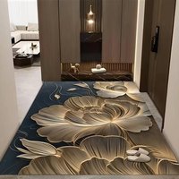 Crystal Velvet Blue Floral Area Rug 3D Printed Carpet Floor Mat for Living Room Bedroom Entryway Home Decor Wholesale B2B Custom