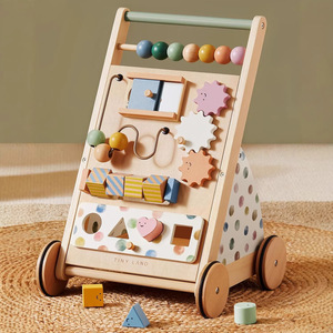Andador de madera transfronterizo para aprendizaje temprano para niños pequeños; Andador de arrastre; Juguete andador para bebés con capacidad de carga de 10 kg - Product Image 1