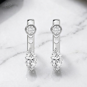 IGI Certified Vvs Lab Grown Diamond Removable Ear <b>Back</b> Jacket Women Custom 18K Gold CVD Lab Made Created Diamond <b>Drop</b> Earring - Product Image 1