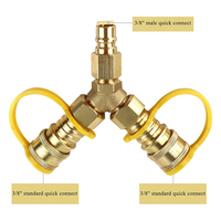 Adaptateur de gaz Propane, 2 voies pour remorque de RV, adaptateur de séparation en Y à connexion rapide, pour tuyau Propane vers RV, grille de établi, 3/8 pouces