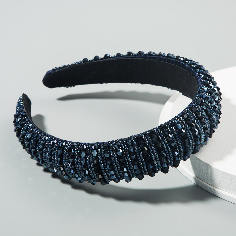 Éponge Bande De Cheveux En Cristal Perlée Bling Bandeaux anti-dérapant Dur Cristal Strass Bandeau