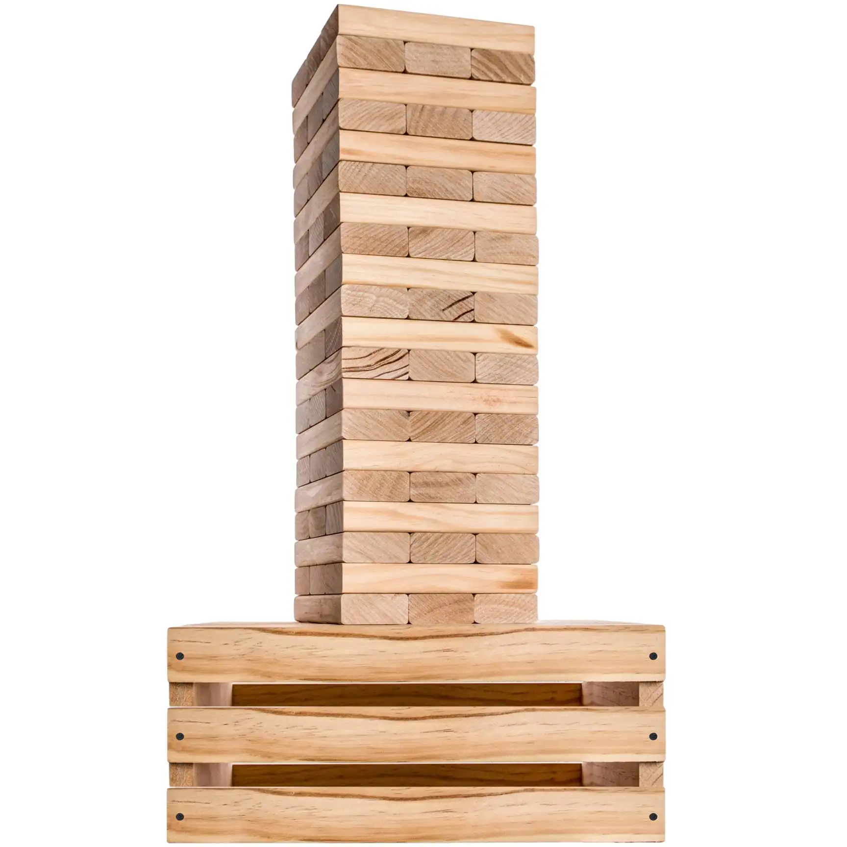 wooden stack tumbling tower toy pine wood timber lumber blocks building toys garden games outdoor with carrying case