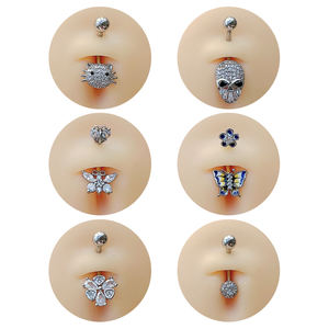 Gato ombligo anillos moda Sexy Piercing joyería Acero inoxidable mariposa circón vientre anillo - Product Image 4