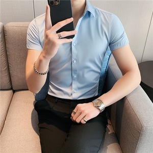 OEM / ODM Camisas-<span class=keywords><strong>juveniles</strong></span>-para-hombre Color sólido Camiseta para hombre Vestido de negocios Vestido ajustado de alta calidad Vestido para hombre sin arrugas - Product Image 6