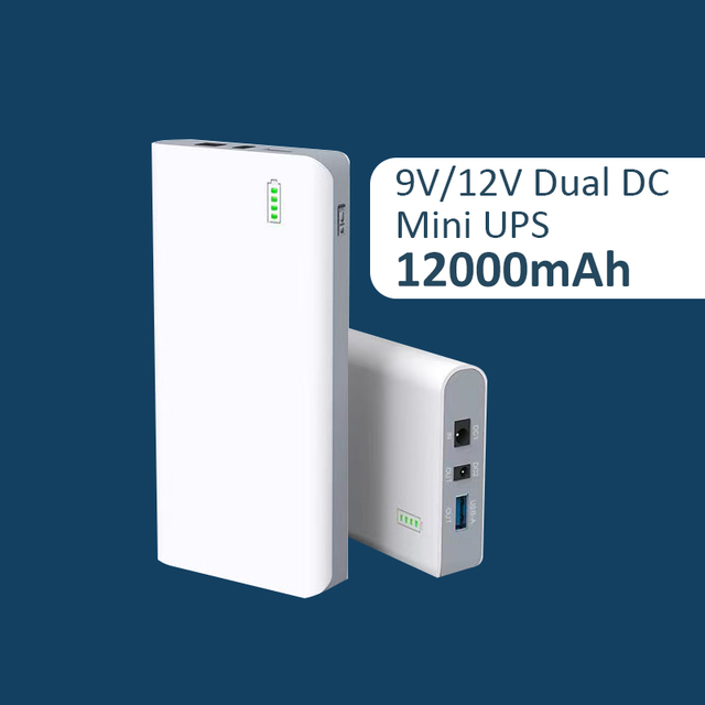 Dual DC Port 12000mAh Portable Mini UPS 9V/12V Uninterruptible Power Supply for Router/WIFI for Home Appliance Self-Help