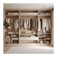 Système de dressing de luxe pour chambre de couple, armoire de rangement ouverte en bois, design de mobilier de dressing