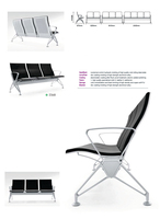 Fauteuil d'attente 3 places de haute qualité avec cadre en aluminium, assise en cuir PU, durable, confortable, facile à nettoyer, design moderne pour hôpital, école, hôtel