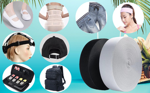 Sangle en nylon jacquard 100 % polyester de haute qualité, élastique de 5 mm, largeur de 38 mm, cordon extensible blanc, emballage en rouleau, fourni par l'usine - Product Image 2