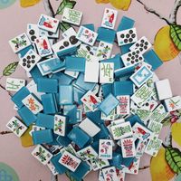 En stock – Nouveau jeu de Mahjong américain moderne 2026 – 160 tuiles en acrylique superposées thème Hawaï Plage Surf – Dos en marbre bleu – Pour 4 joueurs – Soirée de jeu