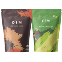 Poudre de café instantané aux champignons de qualité supérieure OEM, mélange adaptogène de café matcha, stimulant cérébral, soutien immunitaire pour la concentration et la santé intestinale