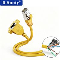 D-Sunty RJ45 Kabel Adaptor Ethernet CAT6A Terlindung 8P8C Kabel Ekstensi Pasangan Terpilin Konektor Pria ke Wanita Kabel LAN