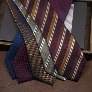 Men's Business Classic Vintage Brown <strong>Red</strong> Navy BlueSilk Striped Neck <strong>Ties</strong> Men - Product Image 3