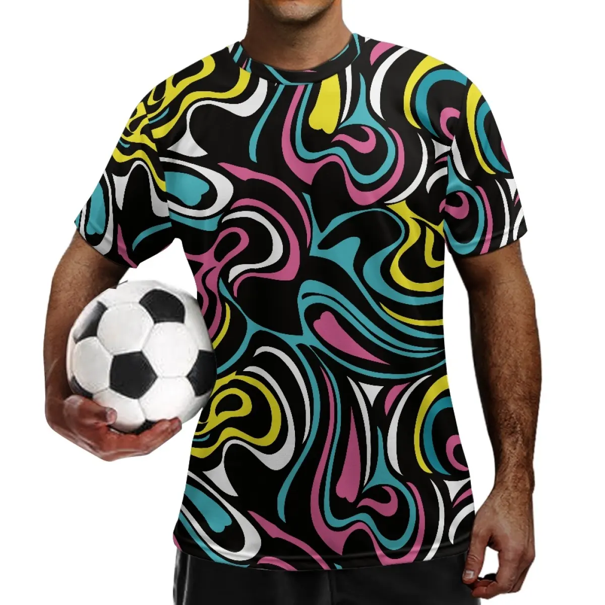 Sports Football Uniform Short Sleeve Art Abstract Geometric Patterns Customize Football Jersey High Quality Men Sports Clothing