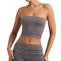 Vest Yoga Seamless Eropa Custom, Tali Bahu, Elastis Tinggi, untuk Olahraga Lari & Senam Perut Wanita