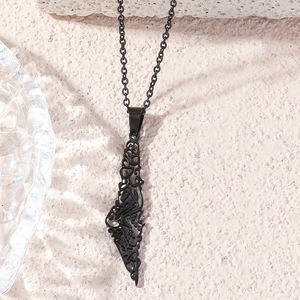 Classique à la mode Israël et Palestine <span class=keywords><strong>carte</strong></span> Palestine collier 18K plaqué or bijoux islamique Script <span class=keywords><strong>montagnes</strong></span> pendentif collier - Product Image 4