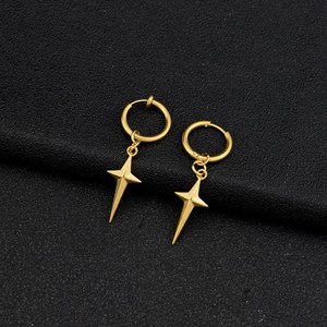 Boucles d'oreilles pendantes croisées unisexe en acier inoxydable, design simple et original, haute qualité, vente chaude 2026, bijoux tendance en gros - Product Image 4