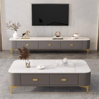 YQ Forever Prêt à Expédier Meuble TV Luxe Salon Vitrine Murale en Verre Meuble Combiné Table Basse Nordique avec Support TV