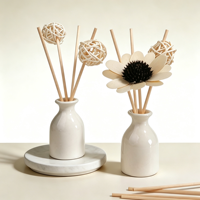 Diffuseur de parfum haut de gamme en céramique blanche avec boules décoratives en rotin, parfum personnalisé pour cadeau de fêtes