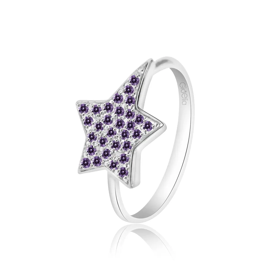 Jewellery Accessories Ring Punk Rock Design Pave Setting Rhodium Plated Purple Customized Rings for Women