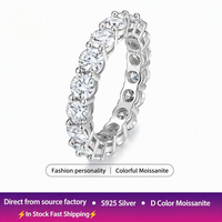 Bague Exquise en Argent S925 et Moissanite, Anneau Complet, Luxe Léger, Bague Éternelle Simple et Polyvalente, Accessoire Anneau Fermé