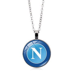 ヨーロッパのサッカークラブ、バルセロナチームのロゴ入り、タイムジェム亜鉛合金ペンダント、竹チェーンネックレス - Product Image 4