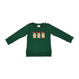 Top bordado de árboles de Navidad con rayas azules Boutique para bebé, Jersey infantil de manga larga, ropa de Navidad para niños de invierno - Product Image 4