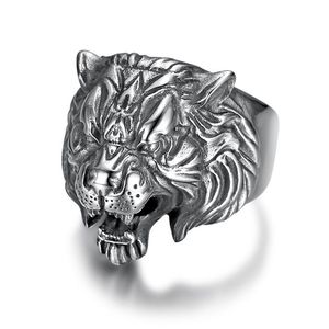 yunnique <b>Tiger</b> Head Men's <b>Ring</b> Retro Steel Color Animal Zodiac Jewelry Gift For Men - Product Image 5