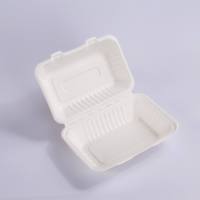 Conteneur alimentaire rectangulaire jetable en bagasse de canne à sucre 9''x6'', boîte à lunch écologique pour la restauration
