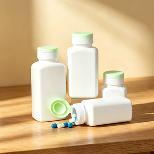 Envase Cuadrado de HDPE Blanco para Pastillas, Cápsulas, con Tapa de Rosca, para Almacenamiento de Vitaminas - Product Image 3