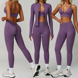 Set Sportivo Personalizzato all'Ingrosso, Completo Senza Cuciture 3 Pezzi, Abbigliamento da Palestra, Fitness, Yoga, Set da Allenamento per <span class=keywords><strong>Donna</strong></span> - Product Image 1