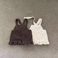 Nouvelle arrivée : Robe trapèze douce en velours côtelé à motif floral, style coréen et occidental, pour bébés et petites filles