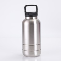 32oz 3-Schichtige Abnehmbare Hunde-Reisewasserflasche 304 Edelstahl Vakuumisolierte Haustier-Wasserflasche mit Schüsseln für Spaziergänge