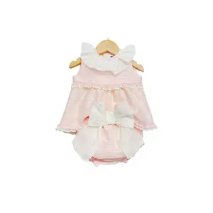 Vestido de bebê recém-nascido, estilo adorável renda grande laço arco menina vestido rosa infantil vestido de bebê