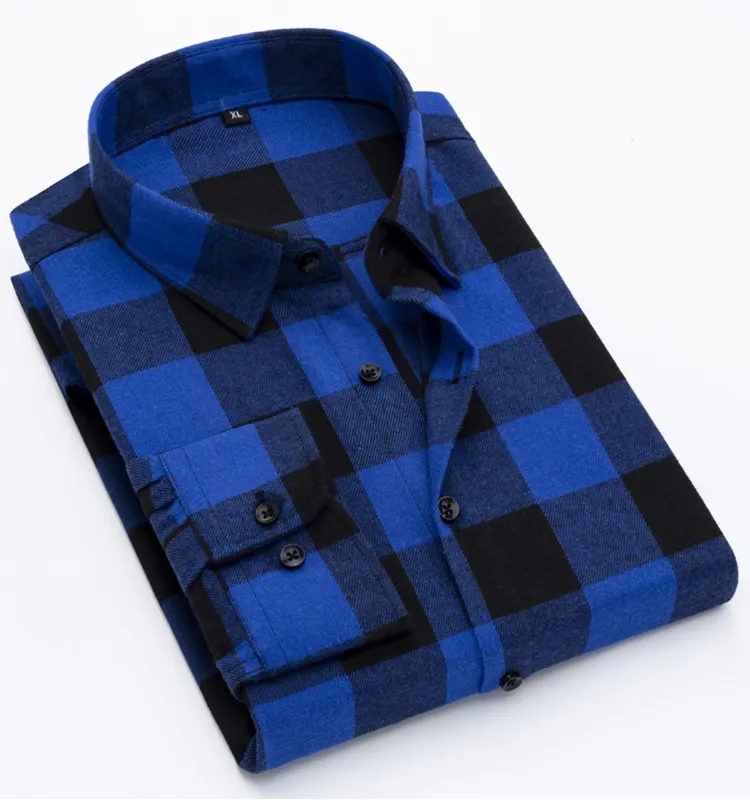 OEM/ODM designer suits clothes for men shirt camisas de manga larga para hombres plaid flannel