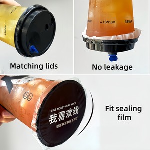 Gobelets en plastique transparent PP de 24 oz avec logo personnalisé Beon, pour thé au lait, jus, boba, à emporter, jetables, avec joint d'étanchéité - Product Image 6