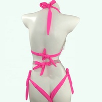Femme brillant paillettes Bikini ensemble strass diamant maillot de bain avec populaire couleur unie Sexy dame soutien-gorge Rose Sexi vêtements de danse exotiques