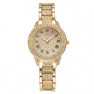 Reloj Digital de Aleación con Correa de Lona, Estilo Casual, con Diamantes Completos, Números Romanos, Diseño de Corona Espiral, Estilo Hip Hop y Elegancia Estrellada - Product Image 5