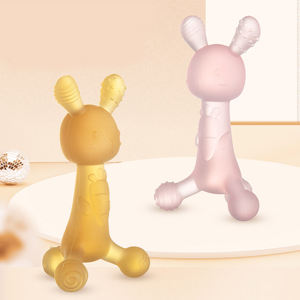 BPA içermeyen Unisex tavşan şekli gıda sınıfı silikon bebek dişlikleri yumuşak çiğnemek oyuncak diş kaşıyıcı yaşları 0-24 ay çin üretici - Product Image 1