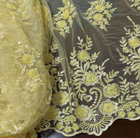 Tissu en dentelle de tulle brodé tissé en gros avec perles et sequins pour robes de mariée, sacs et chaussures - Double face, résistant au rétrécissement