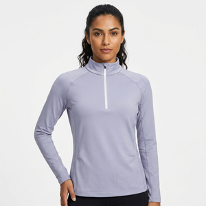 OEM ODM Sous-couche équestre pour femme à manches longues, col zippé, compression, anti-humidité, respirante, extensible, lavable en machine - Product Image 2